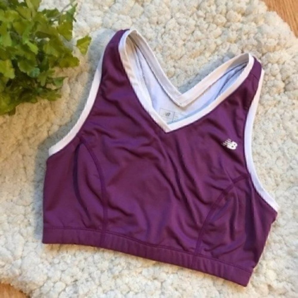 NEW BALANCE: Purple V-Neck Full Coverage Bra Sz M